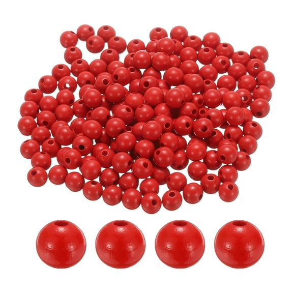 Uxcell 300pcs 12mm Red Wood Beads 3.3mm Large Hole Round Wooden Loose Spacer Beads for Jewelry Making Necklace Bracelets DIY Crafts Macrame Handmade Decorations