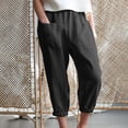 thumbnail image 3 of REALiKUN Women's Wide Leg Harem Pants Cotton Linen Drawstring Capri Pants Lantern Tapered Pants, 3 of 8