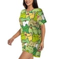 thumbnail image 2 of Wukai Cartoon Frog Women's Pajama Set,Short-Sleeve Top and Shorts with Elastic Waistband and Pockets for Loungewear, Yoga, and Casual Wear-4X-Large, 2 of 8