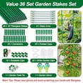 thumbnail image 2 of 123PCS Garden Stakes Set with 36PCS 16 Inch Fiberglass Plant Sticks and Stake Arms, DIY 4ft 5ft 6ft 7ft 8ft Tomato Stakes, Garden Stakes for Vegetables Tomato Pepper Indoor Outdoor Plants, 2 of 7