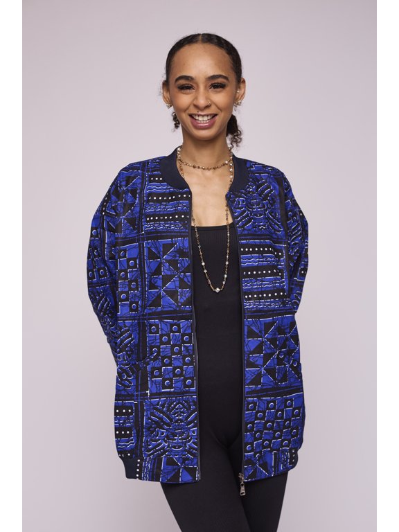 Midnight Patterns Ankara Bomber Jacket