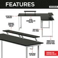 thumbnail image 4 of Techni Sport Warrior L-Shaped Gaming Desk with Headphone Holder and Shelving, Black, 4 of 15