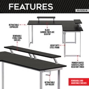 Techni Sport Warrior L-Shaped Gaming Desk with Headphone Holder and Shelving, Black