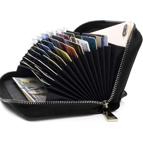 Cartera Larga De Piel Auténtica De Vaca Para Hombre, Monedero Plegable