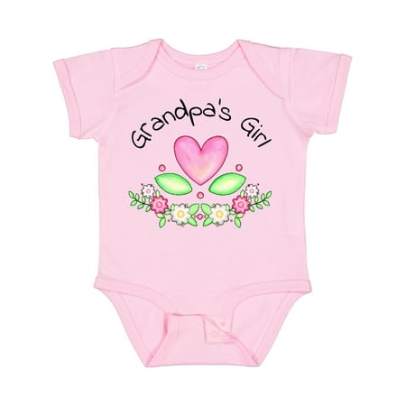 

Inktastic Grandpa s Girl- Heart Flowers Gift Baby Girl Bodysuit