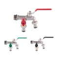 thumbnail image 2 of Generic Conector de manguera de latón con doble salida, diseño desmontable, válvula reforzada, entrada única y doble salida, válvula roja, 15mm, ideal para agua potable y jardín., 2 of 6