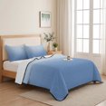 thumbnail image 5 of Full Quilt Set 78''x90'', Blue Ombre Lightweight Summer Bedspread Coverlet Set with 2 Pillow Shams, Modern Minimalist Gradient Aesthetic Breathable All Season Quilt Bedding for Bedroom/Guest Room, 5 of 9