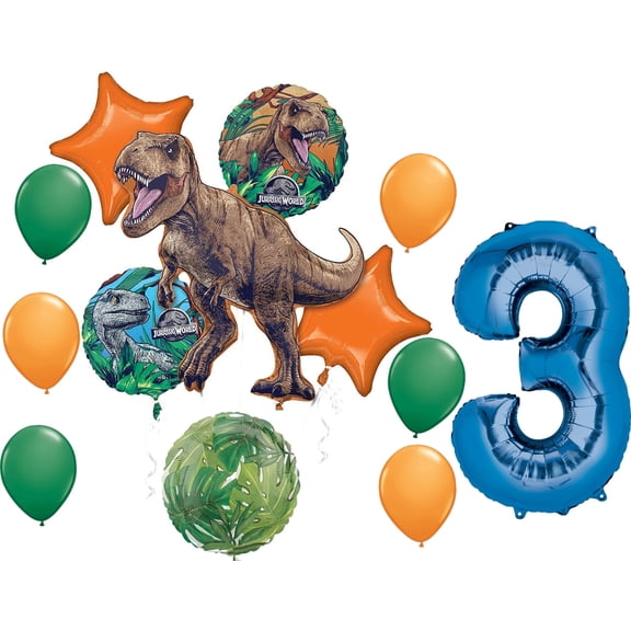 Jurassic World Dominion 3rd Birthday Party Supplies Dinosaur Balloon Bouquet Decorations