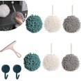 thumbnail image 1 of Toalla de mano absorbente para colgar en la cocina y el baño, toalla de felpa de chenilla de secado rápido, 6,8 pulgadas, 4 colores, toalla de mano con bola difusa, toalla de mano con bola de pelusa,, 1 of 7
