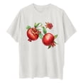 thumbnail image 6 of LEBONYARD Womens Tops Plus Size,Short Sleeve Shirts for Women up to 50% off,Women's Fashion Summer Round Neck Drop Sleeves Leisure Short Sleeve Fruit Printing Tops White S, 6 of 7