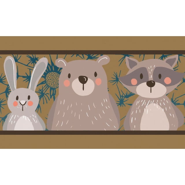 IBA Indianbeautifulart Brown Sloth|Bear & Rabbit Cartoon Printed Ribbon Trim 9 Yards Velvet Fabric Laces For Crafts Sewing Accessories 4 Inches