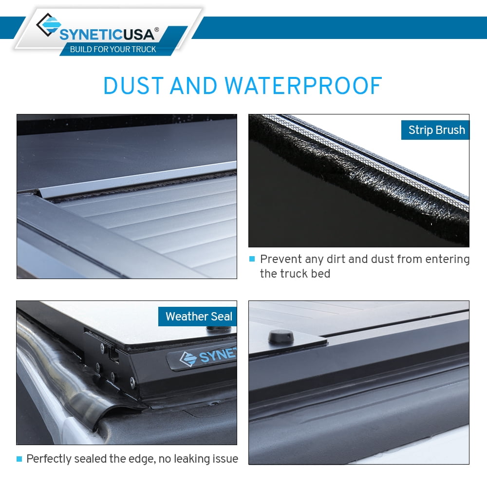 Syneticusa MR Series Retractable T-Slot Rails Hard Truck Bed Cover for 2022-2026 Ford Maverick 4’6” Bed
