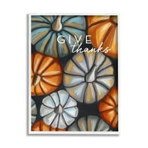 Stupell Industries Give Thanks Autumn Phrase Graphic Art White Framed Art Print Wall Art, Design by Elizabeth Tyndall