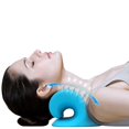 thumbnail image 1 of Relajante de cuello y hombros, dispositivo de tracción cervical para aliviar el dolor y alineación de la columna cervical, camilla de cuello de almohada quiropráctica (azul), 1 of 5