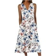 thumbnail image 2 of DDAPJ pyju Summer Dresses for Women Boho Floral Print Hawaiian Sundresses Henley V Neck Casual Loose Tank Maxi Dresses with Pockets Prime Sale Multicolor S, 2 of 5