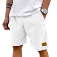thumbnail image 2 of Mens Lightweight Corduroy Shorts Elastic Waist Drawstring Casual Summer Shorts White XL, 2 of 6