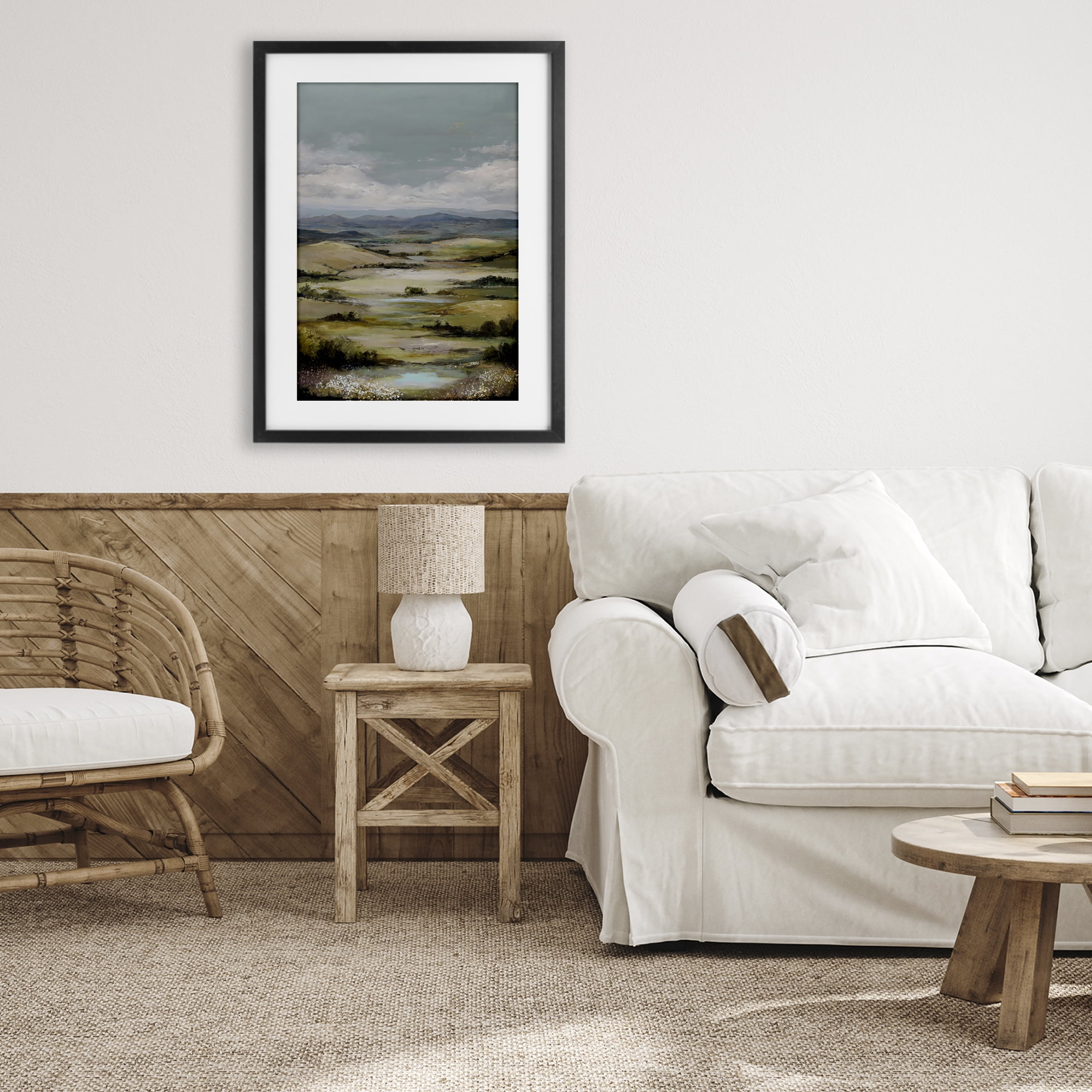Stupell Industries Rolling Mountain Meadows Black Framed Print Under Glass, design by Petal Prints Design