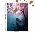 thumbnail image 3 of Sakura Tree Boat Mist Lake Canvas Print Wall Art for Living Room Bedroom Office Hallway Cafe Hotel Restaurant Decor, 3 of 8