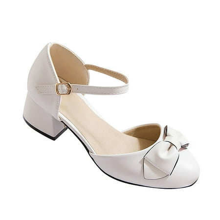 

JLFKNG Fashion Infants Girls Sandals Fashion Closed Toe Bowknots High Heels Solid Color Sandals With Adjustable Straps Comfy Summer Shoes