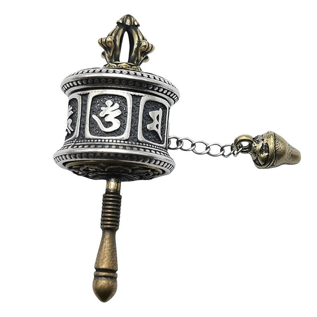 Colgante con dijes de rueda de oración, tubo giratorio de Sutra, amuleto budista hecho a mano