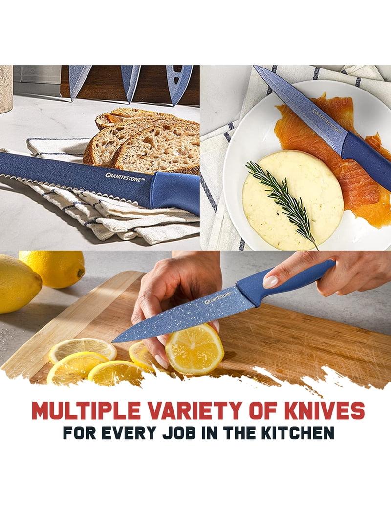 Granitestone, Steak Knives Set, Serrated Blades, Blue - Walmart.com
