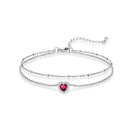 KeyStyle Heart Birthstone Anklets for Women Stainless Steel Adjustable Anklets Bracelets for Summer Beach Pool Parties, Mother's Day Jewelry Valentine's Day Gift for Wife