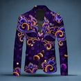thumbnail image 2 of IWRICH Mardi Gras Jackets for Men Carnival Printed Blazer Slim Long Sleeve Button down Suit Jackets Holiday Sport Coat 02-Purple XXL, 2 of 3