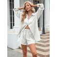 thumbnail image 4 of Pink Queen 2026 Spring 2 Piece Womens Outfit Sets Long Sleeve Shorts Lounge Sets Pajamas Sets Summer, 4 of 8