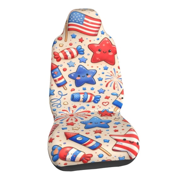 Fourth Of July Patriotic Stars Stripes Car Seat Covers Stretch Car Seat Protectors Universal Fit