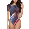 thumbnail image 1 of Fotbe Flower White Horse Body de Mujer con Cuello Redondo y Mangas Cortas, Sin Mangas Ajustado, Suave, Cómodo y Básico-Medium, 1 of 7