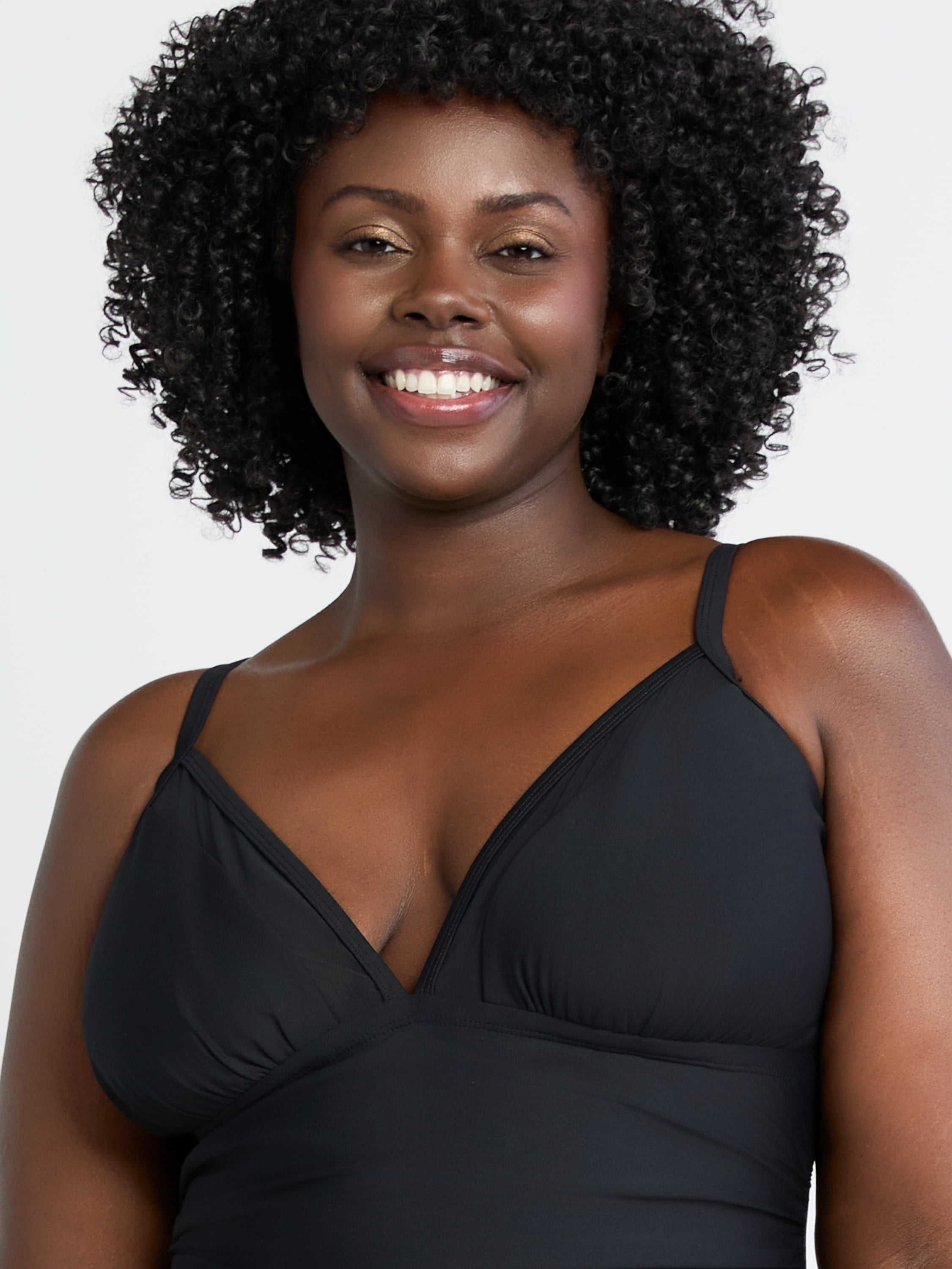 Time and Tru Women’s and Women’s Plus Mesh Inset One Piece Swimsuit, Sizes XS-3X