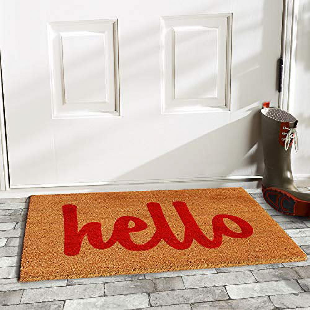 Outdoor Hello Winter Christmas Doormat, Tan/Black, 29L x 17H , Coir/Vinyl | Kirkland's Home