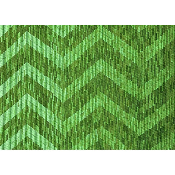 Ahgly Company Machine Washable Indoor Rectangle Transitional Green Area Rugs, 2' x 5'