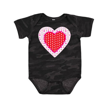 

Inktastic Valentine Red Heart with Dots Gift Baby Boy or Baby Girl Bodysuit