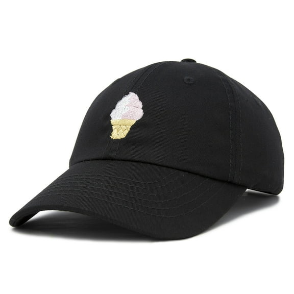 DALIX Soft Serve Ice Cream Hat Cotton Baseball Cap in Black