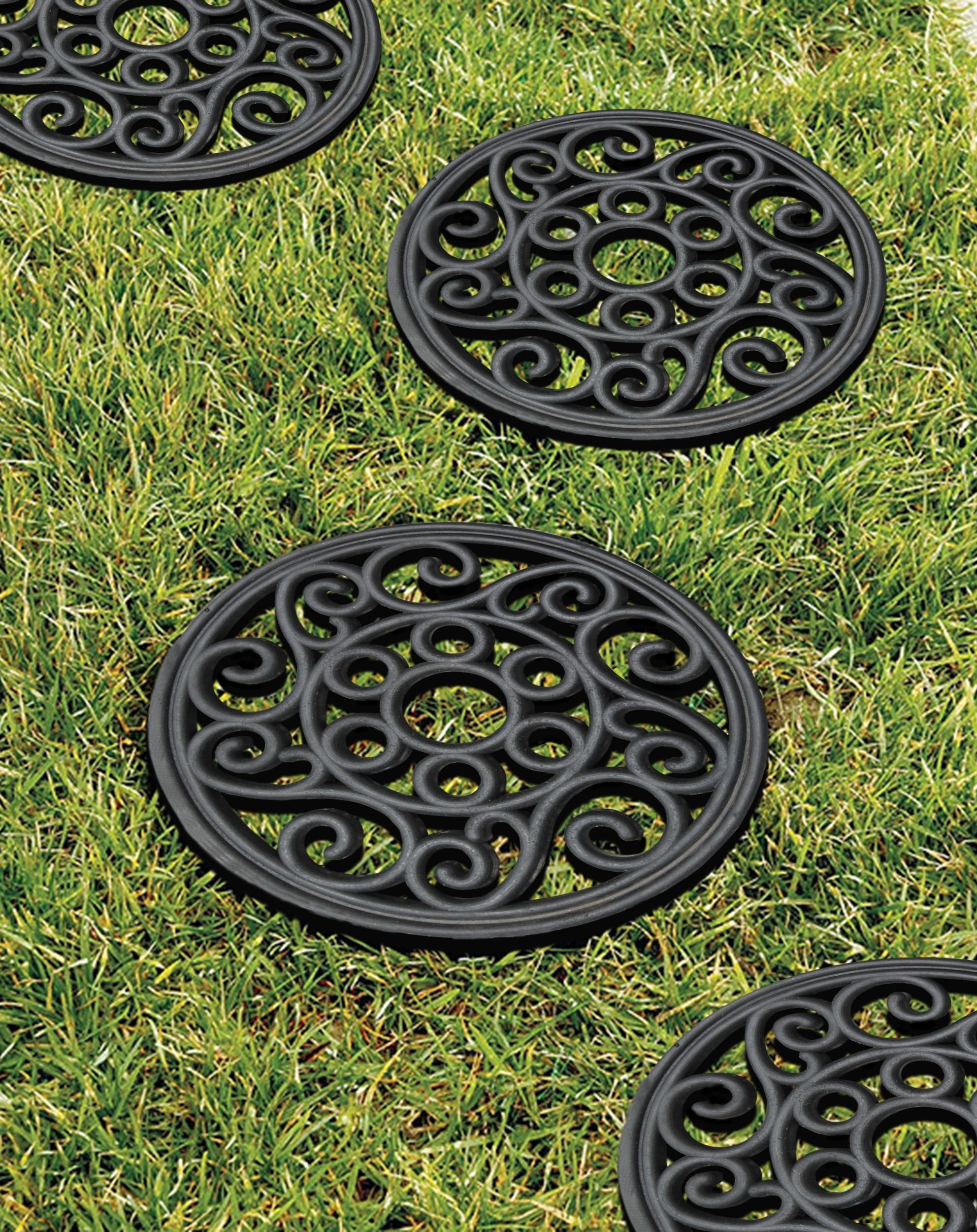 A1hc Rubber Garden Stepping Stone Round 12 Inch Set Of 4 Ebay