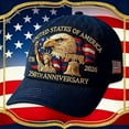 thumbnail image 3 of Eagle & Liberty,United States 250th Anniversary Hat USA 250th Anniversary Hat Adjustable Printed Patriotic Baseball Cap for Men Women（Red）, 3 of 7