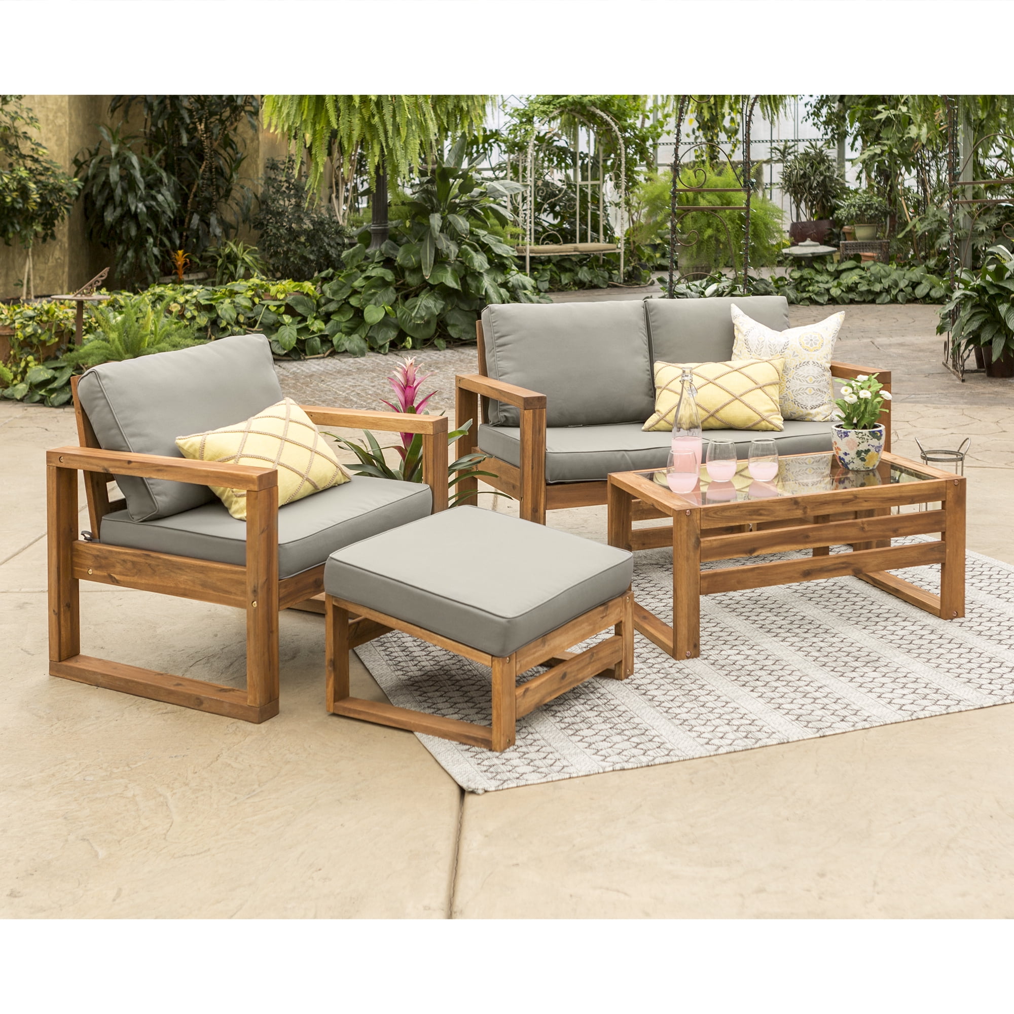 Manor Park Outdoor Patio Modern 4-Piece Conversation Set - Walmart.com