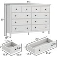 thumbnail image 3 of Linor 10 Drawer Dresser, 55" Modern White Dressers, Chest of Drawers, Wooden Wide Dresser for Bedroom, Living Room, White, 3 of 8