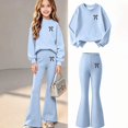 thumbnail image 2 of ITSAME Girls Outfit Set 2-Piece Fall Clothes Bow Print Long Sleeve Crewneck Pullover and Flared Pants Size 7, 2 of 9