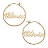 Personalized Women's Sterling Silver or Gold over Silver Name Hoop Earrings, 25mm