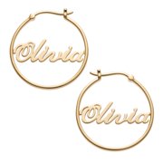 Personalized Women's Sterling Silver or Gold over Silver Name Hoop Earrings, 25mm