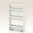 thumbnail image 3 of Costway 4-Tier Slim Storage Cart with Open Shelves Rolling Kitchen Cart on Wheels Narrow White, 3 of 10