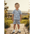 thumbnail image 4 of BemeyourBBs Toddler Baby Boy Summer Clothes Baby Boy Cotton 2 Piece Outfit Dinosaur Bus Lobster Print Short Sleeve Button Down Shirt with Elastic Waist Shorts Set Toddler Boys Summer Outfit, 4 of 9