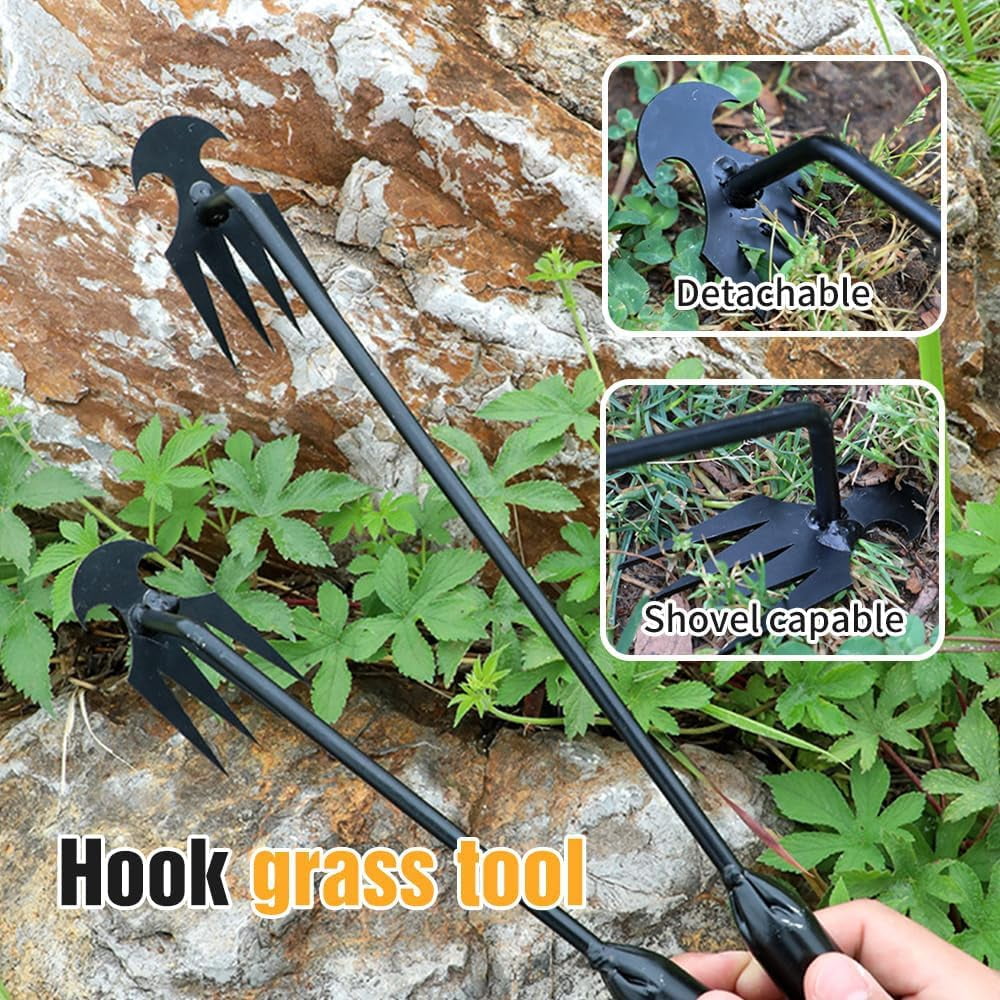 Gardinea Weed Pulling Tool Uprooting Weeding Tool, Multifunctional Weeder Puller Tool with 4 Teeth