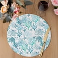 thumbnail image 3 of Ocean Coral Round 15 Inch Placemats Set of 4, Summer Nautical Coastal Coral Starfish Blue Green HeatResistant Non Slip Place Mats for Dining Table, Wipeable Kitchen Table Mats for Housewarming, 3 of 9