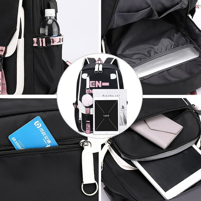 ENHYPEN Official Kpop Merchandise - Black School Bookbag with