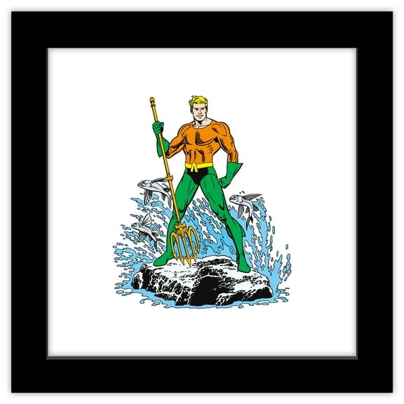 Gallery Pops DC Comics Aquaman - Vintage Sea King Wall Art, Black Framed Version, 12" x 12"