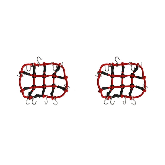 Vogacara Portaequipajes ligero Bungee Red de equipaje Accesorios de bolsillo de malla Fuerte resistencia a la tracción Simulación RC Crawler Rojo 2piezas
