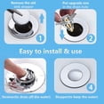 thumbnail image 5 of Bathroom Sink Stopper, Upgraded Brass Core Push Type Sink Stopper, Anti Clogging Drain Filter, Chrome, 5 of 10
